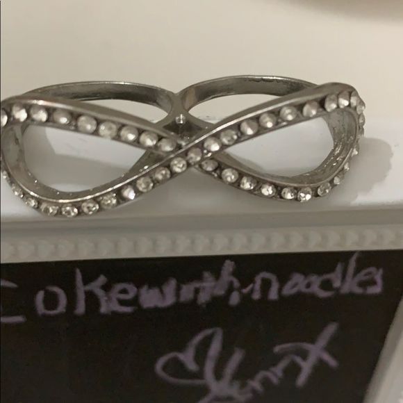 Silver cz double infinity ring - Picture 2 of 5